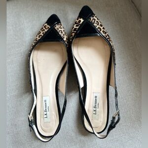 L.K. Bennet Leopard Print Maira Pointed Toe Slingbacks F606, size 39.5